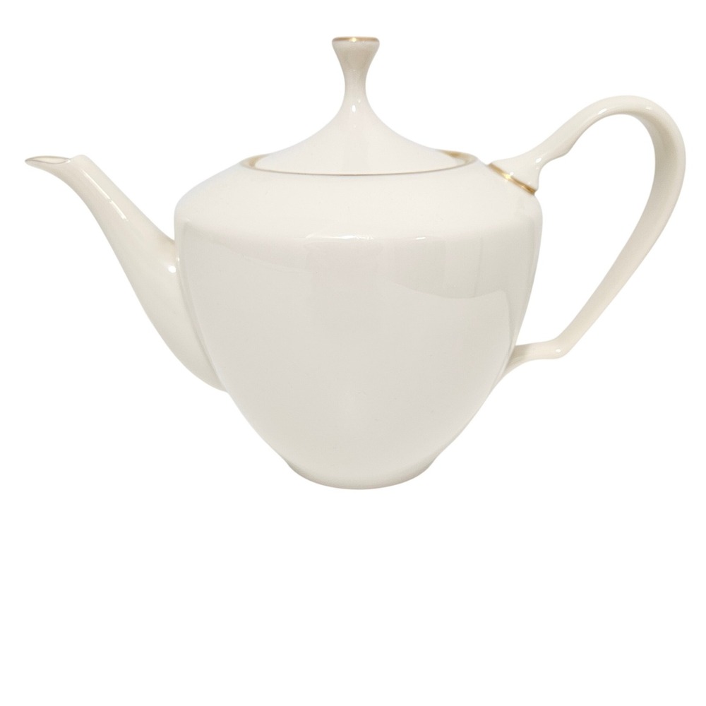 LENOX Vintage Mansfield Teapot and Lid Cream Gold Trim USA 90s
